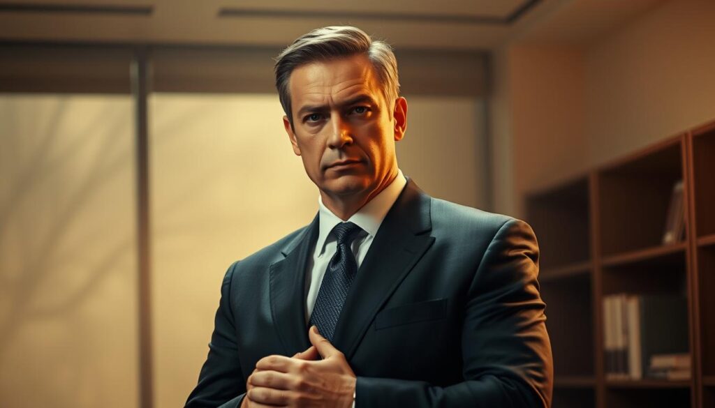 A middle-aged man in a sharp business suit stands confidently in a dimly lit office, his gaze intense and unwavering. The background is a hazy, sepia-toned scene, suggesting an air of mystery and professionalism. Soft, directional lighting illuminates his face, casting shadows that accentuate his determined expression. The man's posture is upright and authoritative, conveying a sense of expertise and reliability. His hands are clasped in front of him, subtly hinting at his legal prowess and ability to handle even the most complex hit-and-run cases. The overall atmosphere is one of competence, confidence, and a steadfast commitment to justice. A middle-aged man in a sharp business suit stands confidently in a dimly lit office, his gaze intense and unwavering. The background is a hazy, sepia-toned scene, suggesting an air of mystery and professionalism. Soft, directional lighting illuminates his face, casting shadows that accentuate his determined expression. The man's posture is upright and authoritative, conveying a sense of expertise and reliability. His hands are clasped in front of him, subtly hinting at his legal prowess and ability to handle even the most complex hit-and-run cases. The overall atmosphere is one of competence, confidence, and a steadfast commitment to justice.