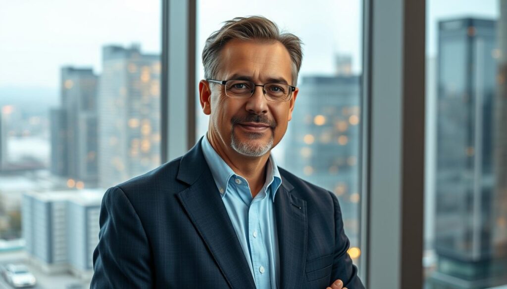A middle-aged semi-truck accident lawyer standing confidently in a modern office, dressed in a well-tailored suit. The lawyer's expression conveys authority and empathy, ready to guide clients through the complexities of a semi-truck accident case. The background features a large window overlooking a bustling city skyline, hinting at the lawyer's expertise and resources. Soft, warm lighting illuminates the scene, creating a professional and approachable atmosphere. The overall composition and details suggest the lawyer's ability to navigate the legal system and achieve favorable outcomes for their clients. A middle-aged semi-truck accident lawyer standing confidently in a modern office, dressed in a well-tailored suit. The lawyer's expression conveys authority and empathy, ready to guide clients through the complexities of a semi-truck accident case. The background features a large window overlooking a bustling city skyline, hinting at the lawyer's expertise and resources. Soft, warm lighting illuminates the scene, creating a professional and approachable atmosphere. The overall composition and details suggest the lawyer's ability to navigate the legal system and achieve favorable outcomes for their clients.