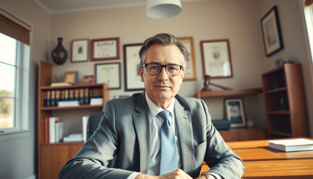 A professional, mature prenuptial agreement expert sitting at a wooden desk in a sunlit, modern law office. Wearing a tailored suit and tie, the expert has a focused expression, signifying their expertise and authority on the subject. The office is decorated with law books, certificates, and minimalist decor, conveying a sense of professionalism and credibility. The lighting is warm and natural, accentuating the expert's features and creating a welcoming atmosphere. The camera angle is slightly elevated, giving the impression of the expert's knowledge and experience in the field of prenuptial agreements. A professional, mature prenuptial agreement expert sitting at a wooden desk in a sunlit, modern law office. Wearing a tailored suit and tie, the expert has a focused expression, signifying their expertise and authority on the subject. The office is decorated with law books, certificates, and minimalist decor, conveying a sense of professionalism and credibility. The lighting is warm and natural, accentuating the expert's features and creating a welcoming atmosphere. The camera angle is slightly elevated, giving the impression of the expert's knowledge and experience in the field of prenuptial agreements.
