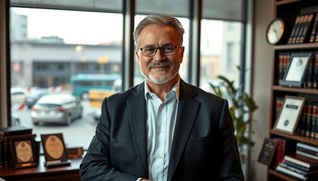A seasoned motorcycle accident attorney standing confidently in their office, surrounded by law books and awards. The lighting is warm and inviting, casting a subtle glow on the attorney's face, conveying their expertise and dedication. The background features a large window overlooking a bustling city street, hinting at the attorney's deep understanding of the local legal landscape. The composition emphasizes the attorney's authority and professionalism, with a sense of approachability and trustworthiness, reflecting their ability to navigate the complexities of motorcycle accident cases within the jurisdiction. A seasoned motorcycle accident attorney standing confidently in their office, surrounded by law books and awards. The lighting is warm and inviting, casting a subtle glow on the attorney's face, conveying their expertise and dedication. The background features a large window overlooking a bustling city street, hinting at the attorney's deep understanding of the local legal landscape. The composition emphasizes the attorney's authority and professionalism, with a sense of approachability and trustworthiness, reflecting their ability to navigate the complexities of motorcycle accident cases within the jurisdiction.