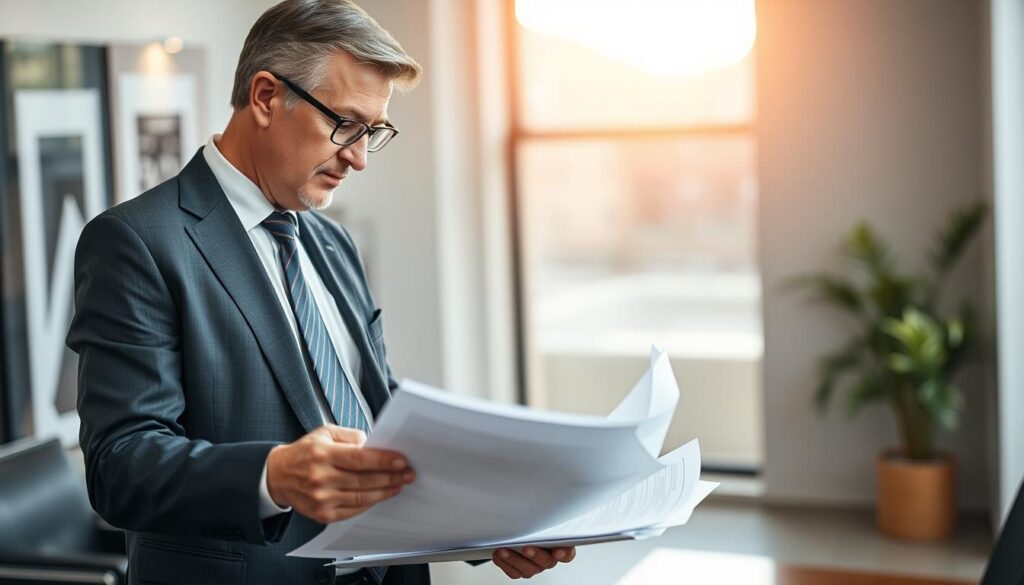 A seasoned motorcycle accident lawyer stands in a well-lit office, intently examining documents and evidence related to a client's case. Wearing a crisp suit and tie, the lawyer's focused expression conveys deep contemplation as they meticulously review details, evaluating the merits and potential strategies. The office features sleek, modern furniture and a large window, casting a warm, natural light across the scene. The background is blurred, keeping the lawyer's actions in sharp focus, emphasizing their role as a dedicated professional dedicated to securing justice for their injured client. A seasoned motorcycle accident lawyer stands in a well-lit office, intently examining documents and evidence related to a client's case. Wearing a crisp suit and tie, the lawyer's focused expression conveys deep contemplation as they meticulously review details, evaluating the merits and potential strategies. The office features sleek, modern furniture and a large window, casting a warm, natural light across the scene. The background is blurred, keeping the lawyer's actions in sharp focus, emphasizing their role as a dedicated professional dedicated to securing justice for their injured client.