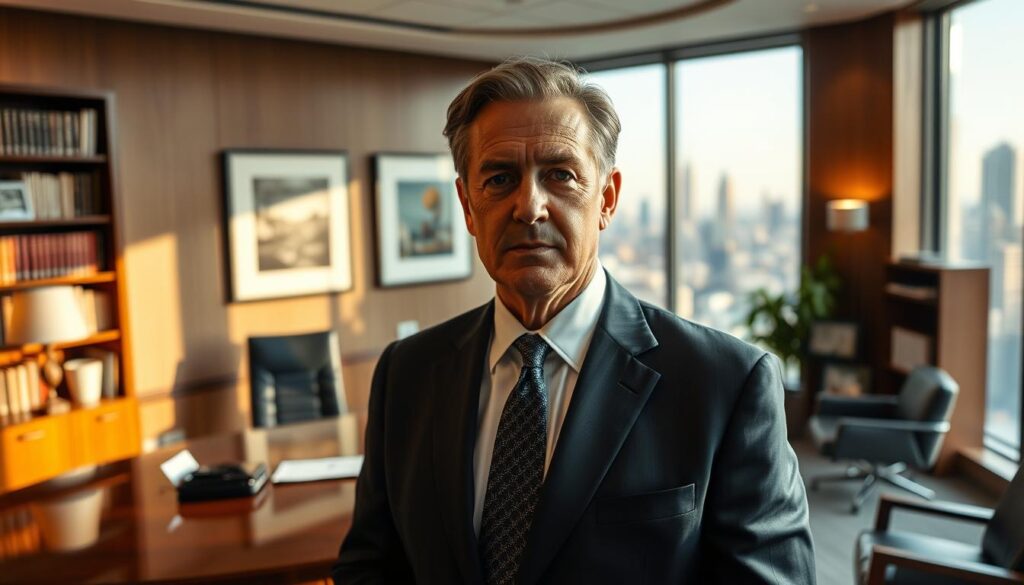 A sleek, professional office setting with a large wooden desk, bookshelves, and tasteful artwork on the walls. Prominent in the foreground is a middle-aged person dressed in a sharp suit, conveying the authority and expertise of a seasoned child custody lawyer. Soft, warm lighting casts a thoughtful, serious atmosphere, emphasizing the gravity of the legal proceedings. The background features a large window overlooking a cityscape, suggesting the lawyer's prominence and success. The overall impression is one of competence, reliability, and the ability to navigate the complexities of child custody cases. A sleek, professional office setting with a large wooden desk, bookshelves, and tasteful artwork on the walls. Prominent in the foreground is a middle-aged person dressed in a sharp suit, conveying the authority and expertise of a seasoned child custody lawyer. Soft, warm lighting casts a thoughtful, serious atmosphere, emphasizing the gravity of the legal proceedings. The background features a large window overlooking a cityscape, suggesting the lawyer's prominence and success. The overall impression is one of competence, reliability, and the ability to navigate the complexities of child custody cases.