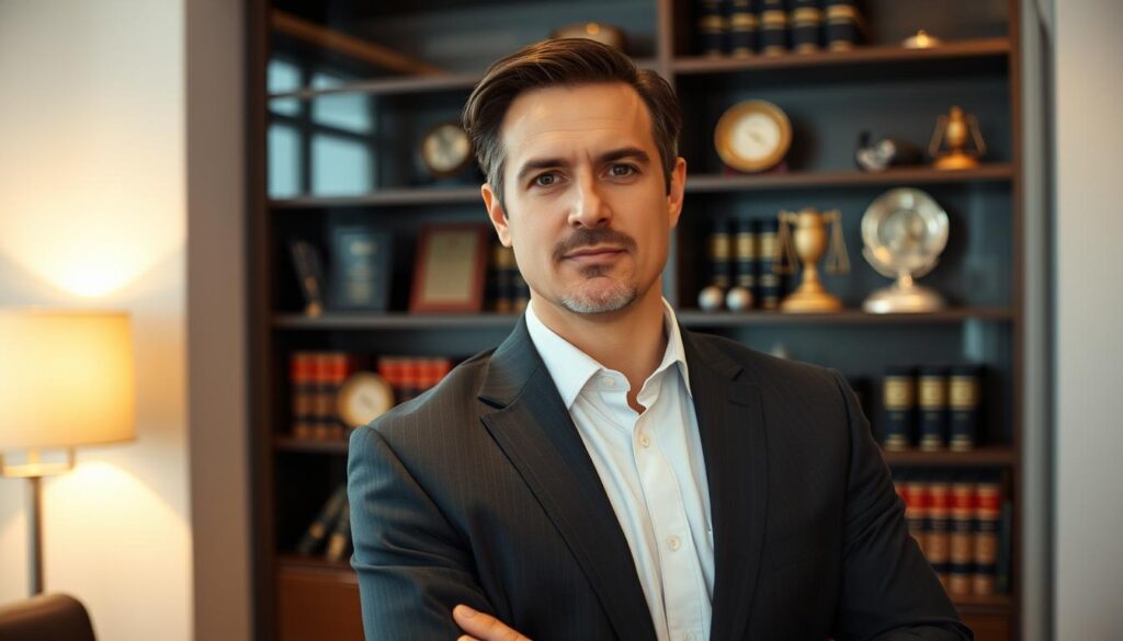 An experienced Lyft accident attorney stands confidently in a sleek, modern office. Dressed in a sharp suit, they exude an air of professionalism and expertise. The lighting is warm and focused, casting a subtle glow on their face, emphasizing their keen, analytical gaze. In the background, a bookshelf filled with legal tomes and awards suggests a wealth of knowledge and a track record of successful cases. The scene conveys a sense of trust, competence, and the attorney's ability to navigate the complexities of Lyft accident claims with skill and dedication. An experienced Lyft accident attorney stands confidently in a sleek, modern office. Dressed in a sharp suit, they exude an air of professionalism and expertise. The lighting is warm and focused, casting a subtle glow on their face, emphasizing their keen, analytical gaze. In the background, a bookshelf filled with legal tomes and awards suggests a wealth of knowledge and a track record of successful cases. The scene conveys a sense of trust, competence, and the attorney's ability to navigate the complexities of Lyft accident claims with skill and dedication.